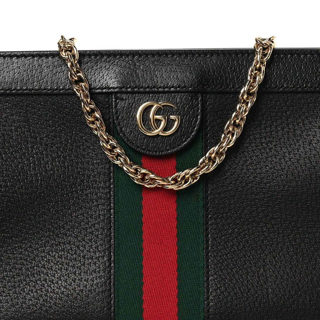 Calfskin GG Web Small Ophidia Chain Shoulder Bag Black