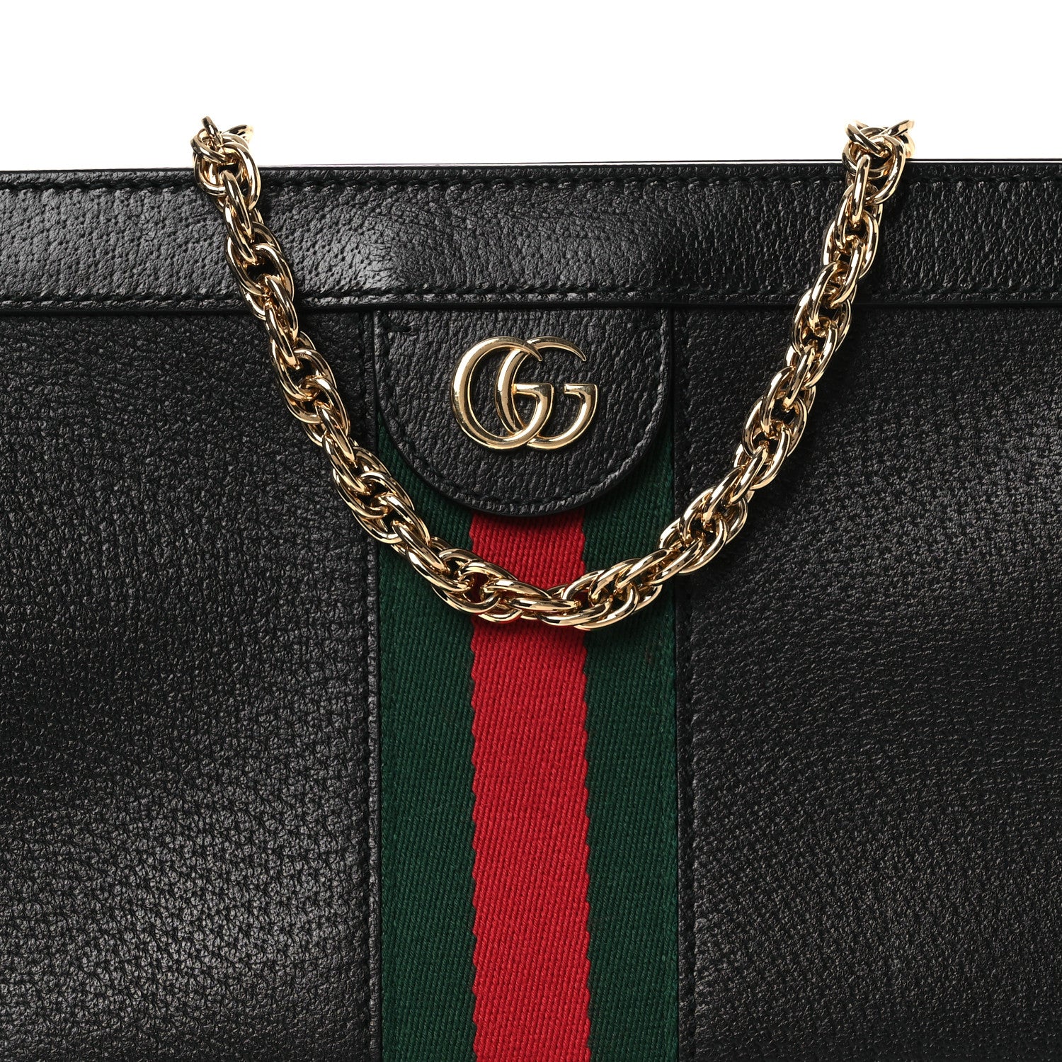 Calfskin GG Web Small Ophidia Chain Shoulder Bag Black