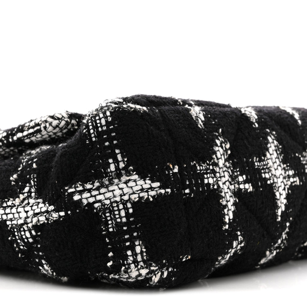Tweed Quilted Maxi Chanel 19 Flap Black White
