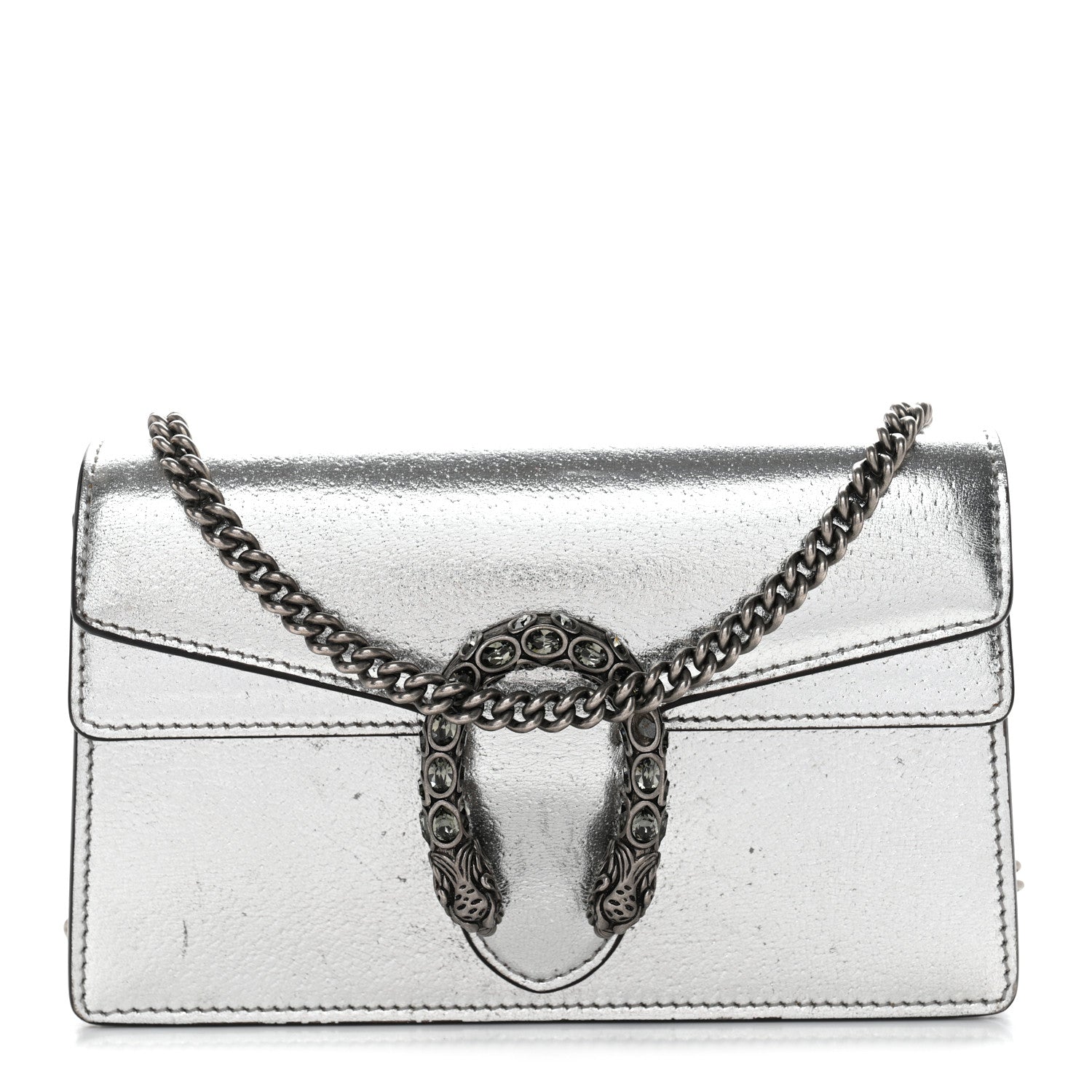 Metallic Calfskin Super Mini Dionysus Shoulder Bag Silver