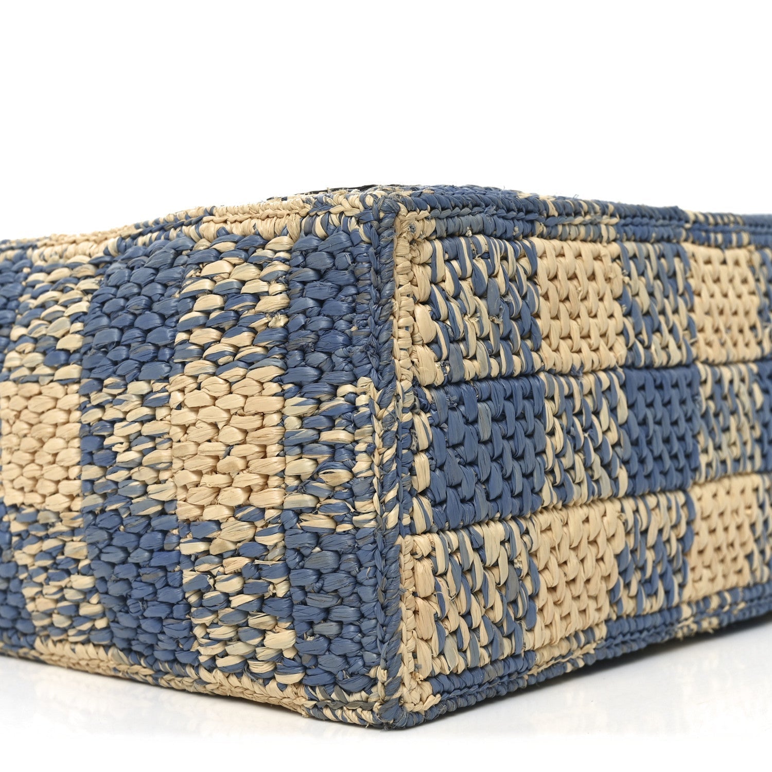 X PAULA'S IBIZA Raffia Small Font Tote Natural Light Blue