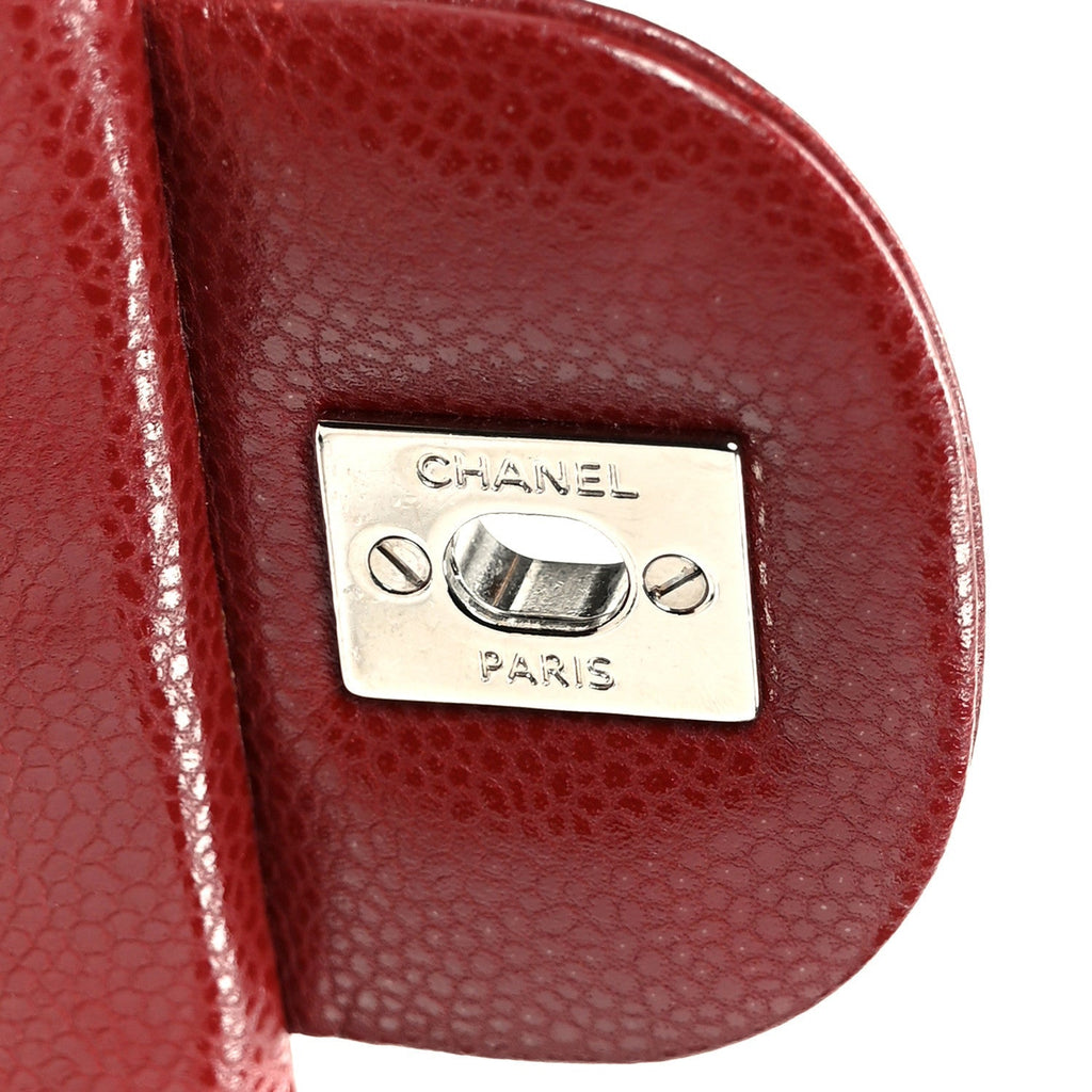 Caviar Quilted Maxi Double Flap Dark Red