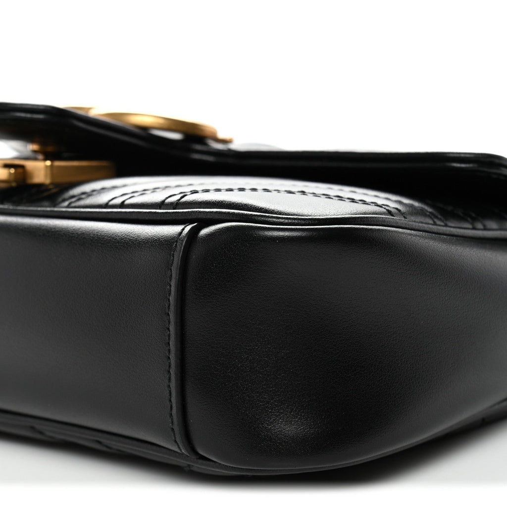 Calfskin Matelasse Mini GG Marmont Shoulder Bag Black