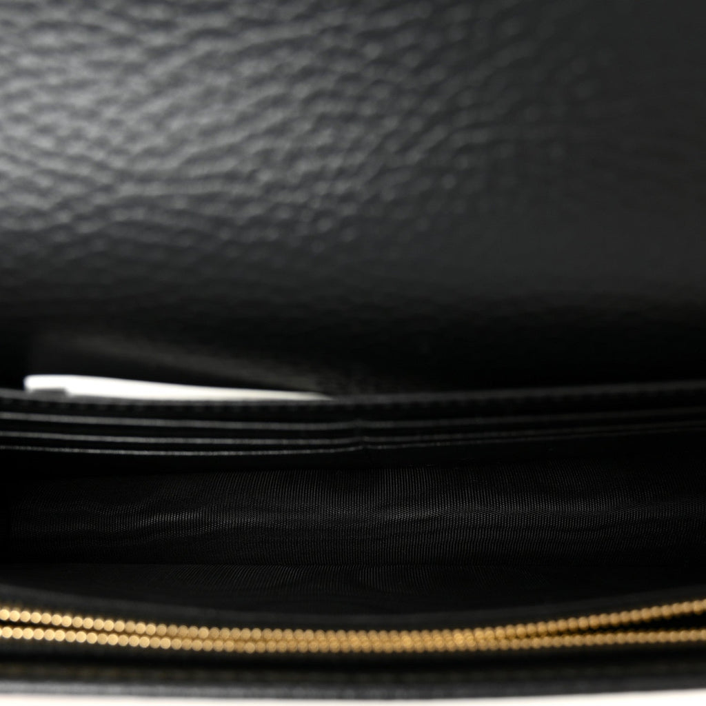 Calfskin Mini GG Marmont Chain Wallet Black