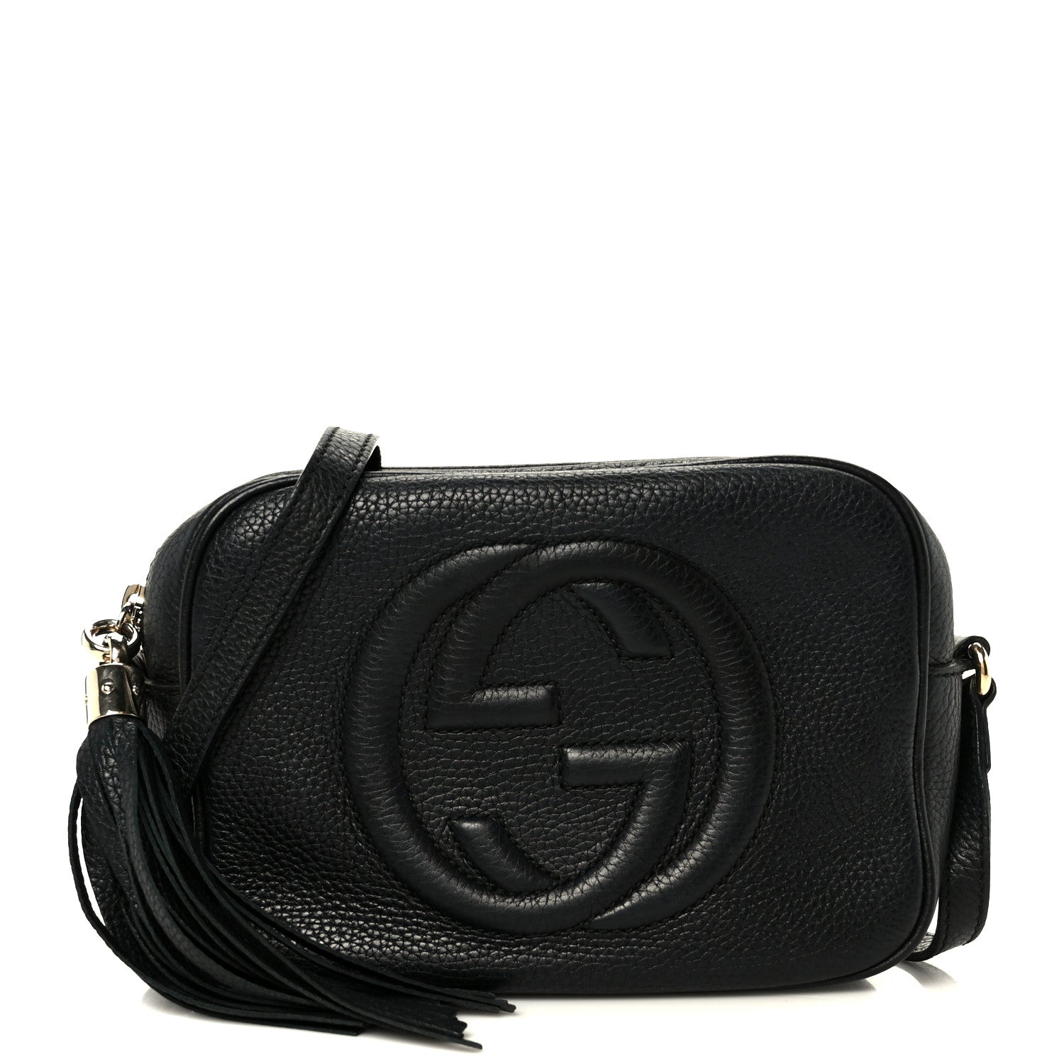 Pebbled Calfskin Small Soho Disco Bag Black