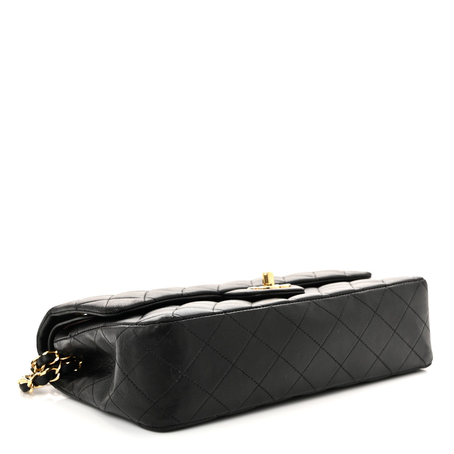 Lambskin Quilted Medium Double Flap Black