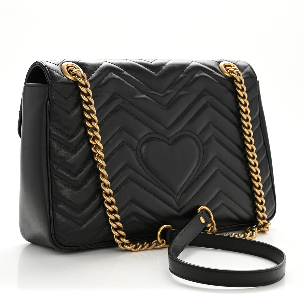 Calfskin Matelasse Medium GG Marmont Shoulder Bag Black
