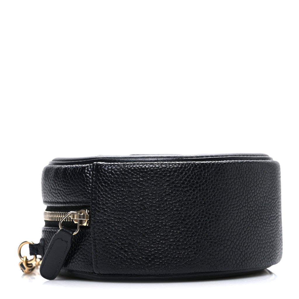 Caviar Quilted Round Filigree Crossbody Black