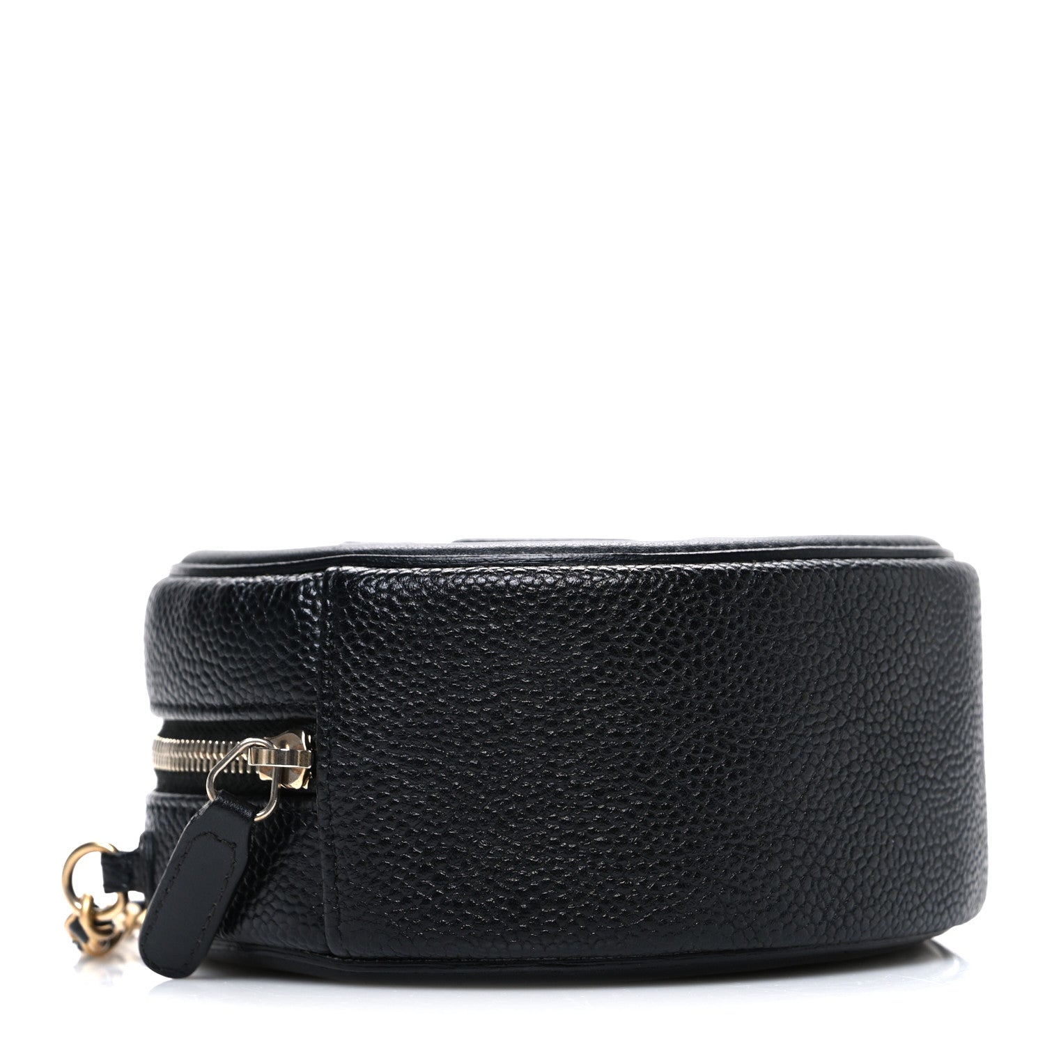 Caviar Quilted Round Filigree Crossbody Black