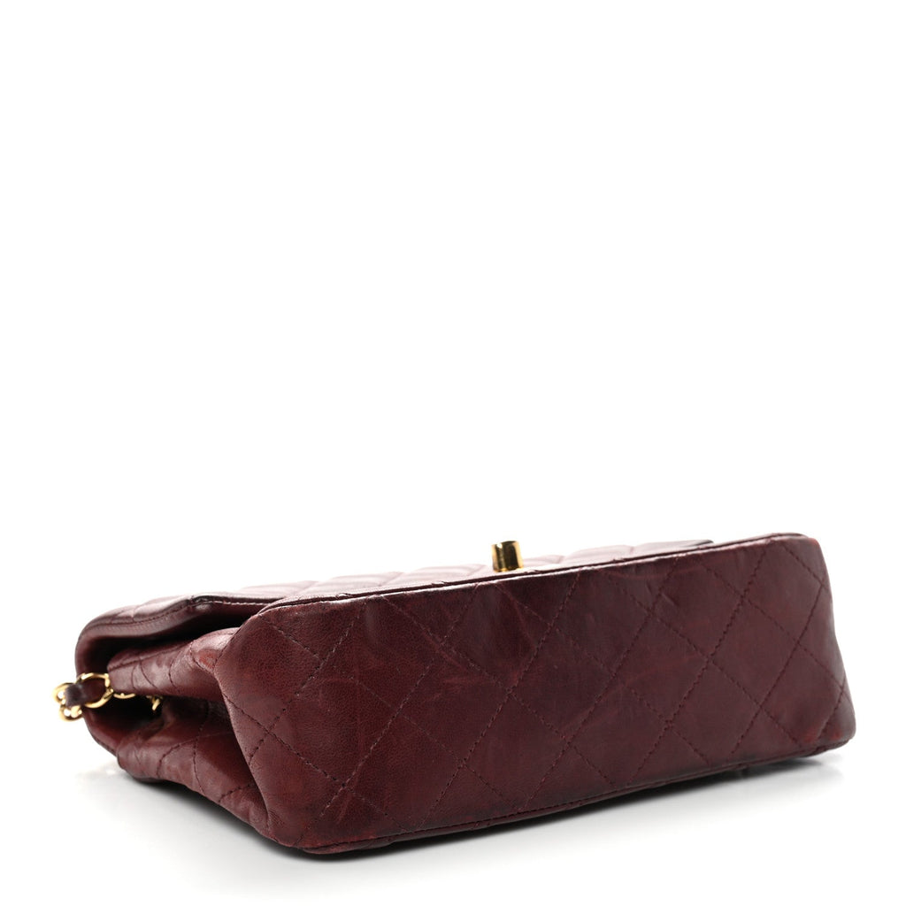 Lambskin Quilted Mini Rectangular Flap Burgundy