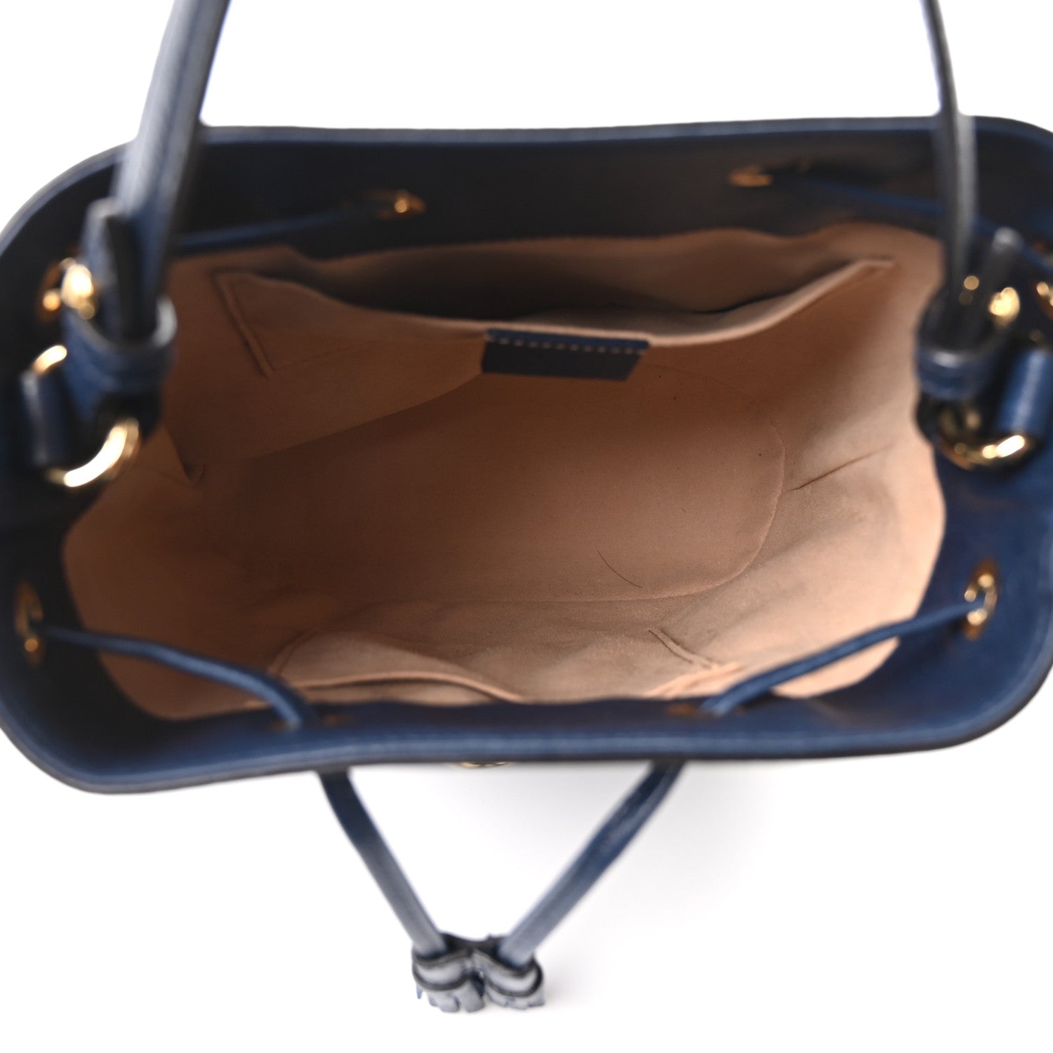 Soft Textured Calfskin Web Small Ophidia Bucket Bag Blue Agata