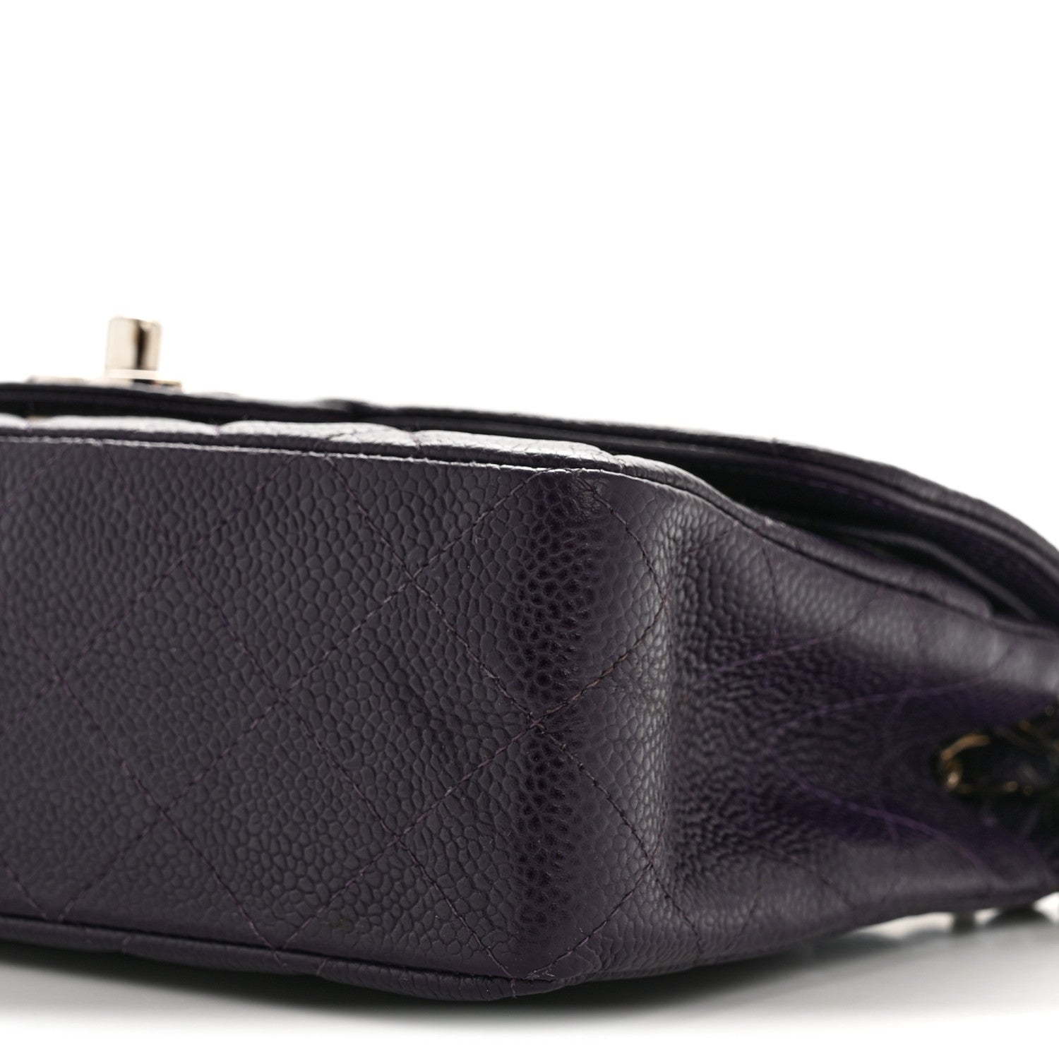Caviar Quilted Small Double Flap Dark Purple
