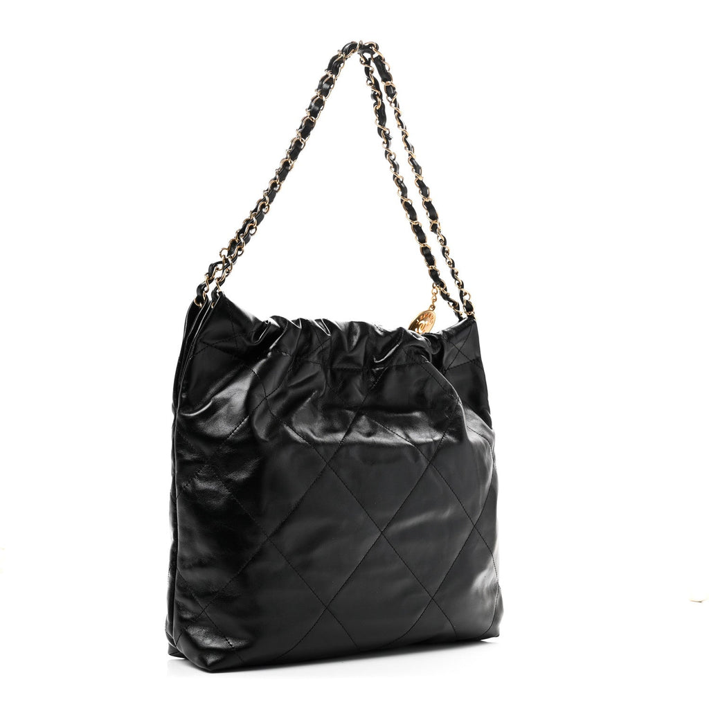 Shiny Calfskin Quilted Small Chanel 22 Black