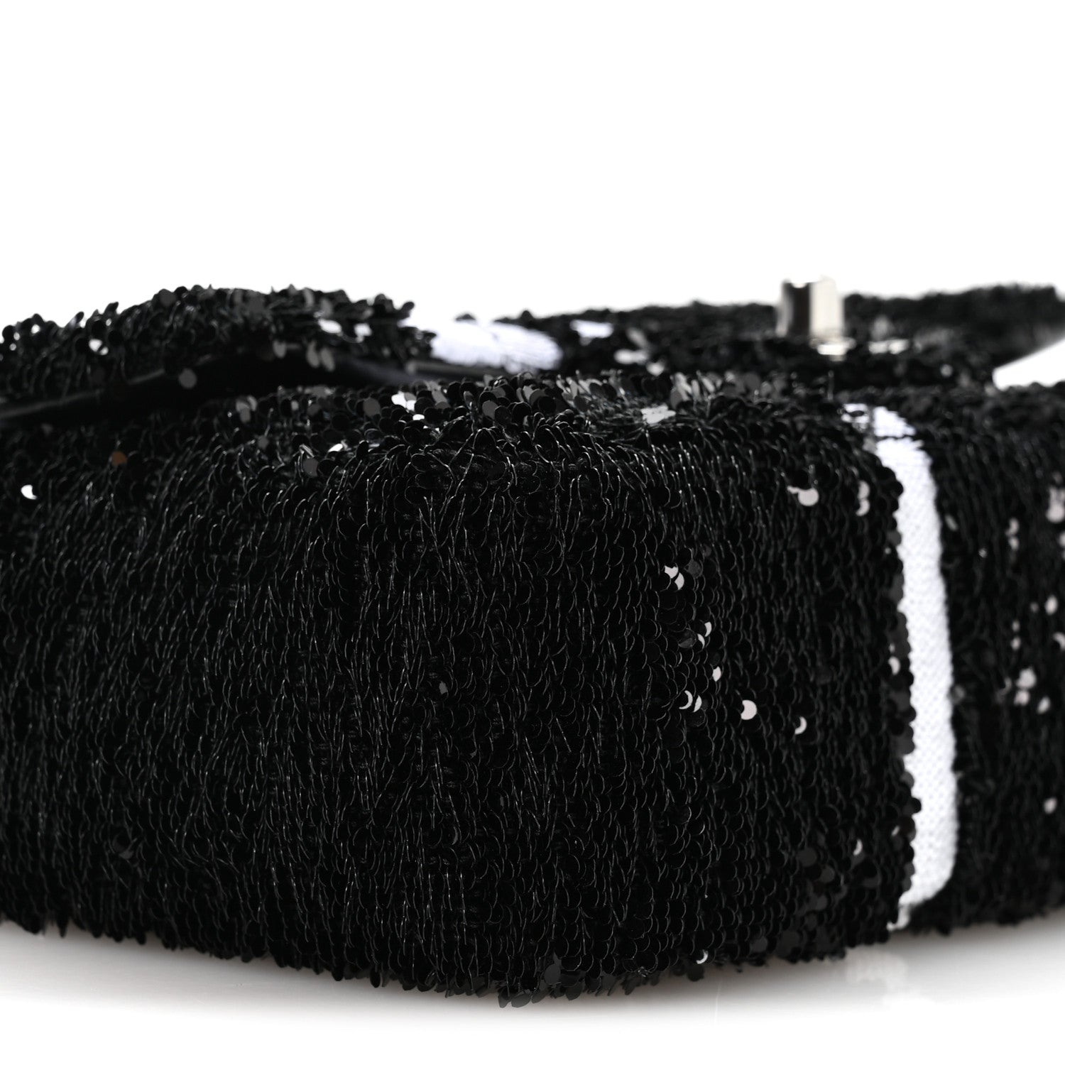 Sequin Ribbon Small Rectangular Flap Black White