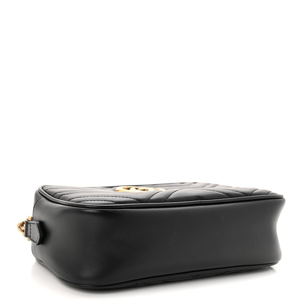 Calfskin Matelasse Small GG Marmont Chain Shoulder Bag Black
