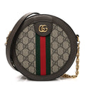 GG Supreme Monogram Web Mini Ophidia Round Shoulder Bag Brown