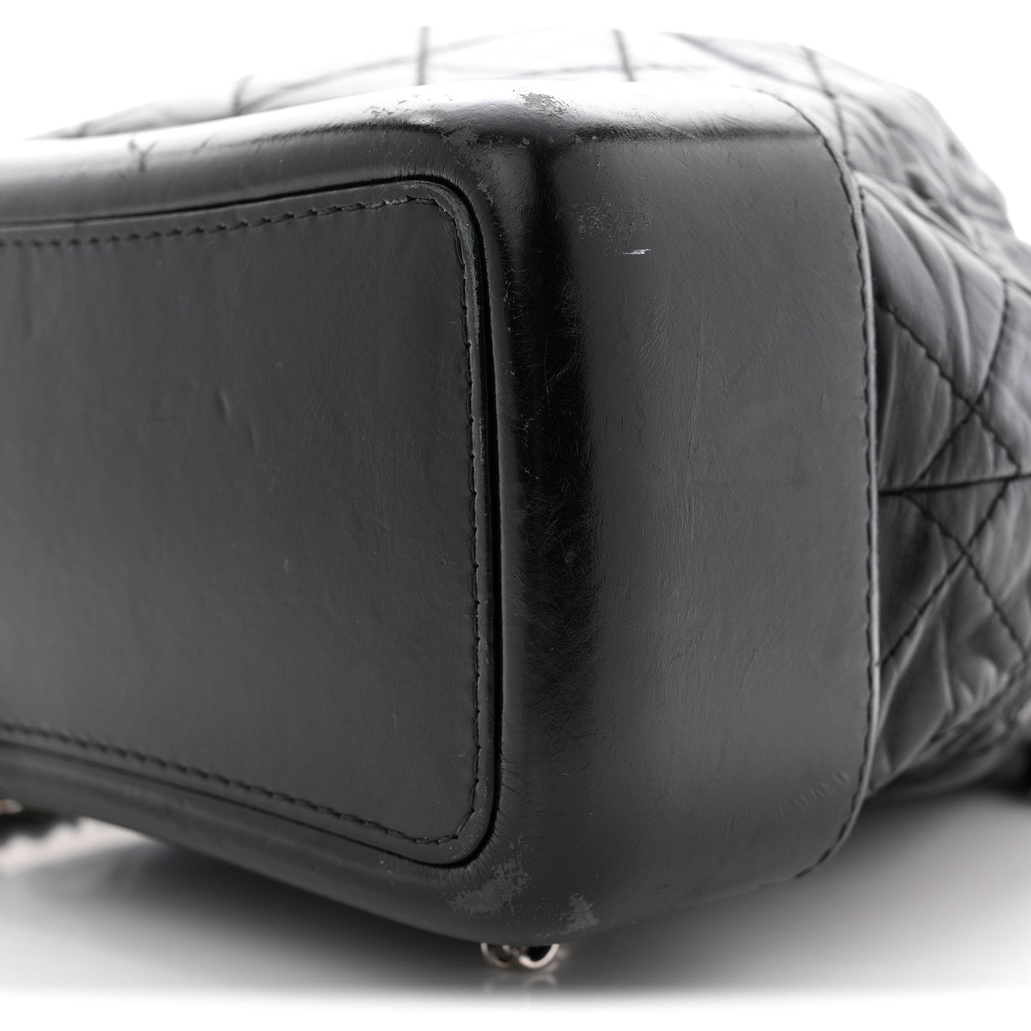 Aged Calfskin Quilted Small Gabrielle Backpack Black