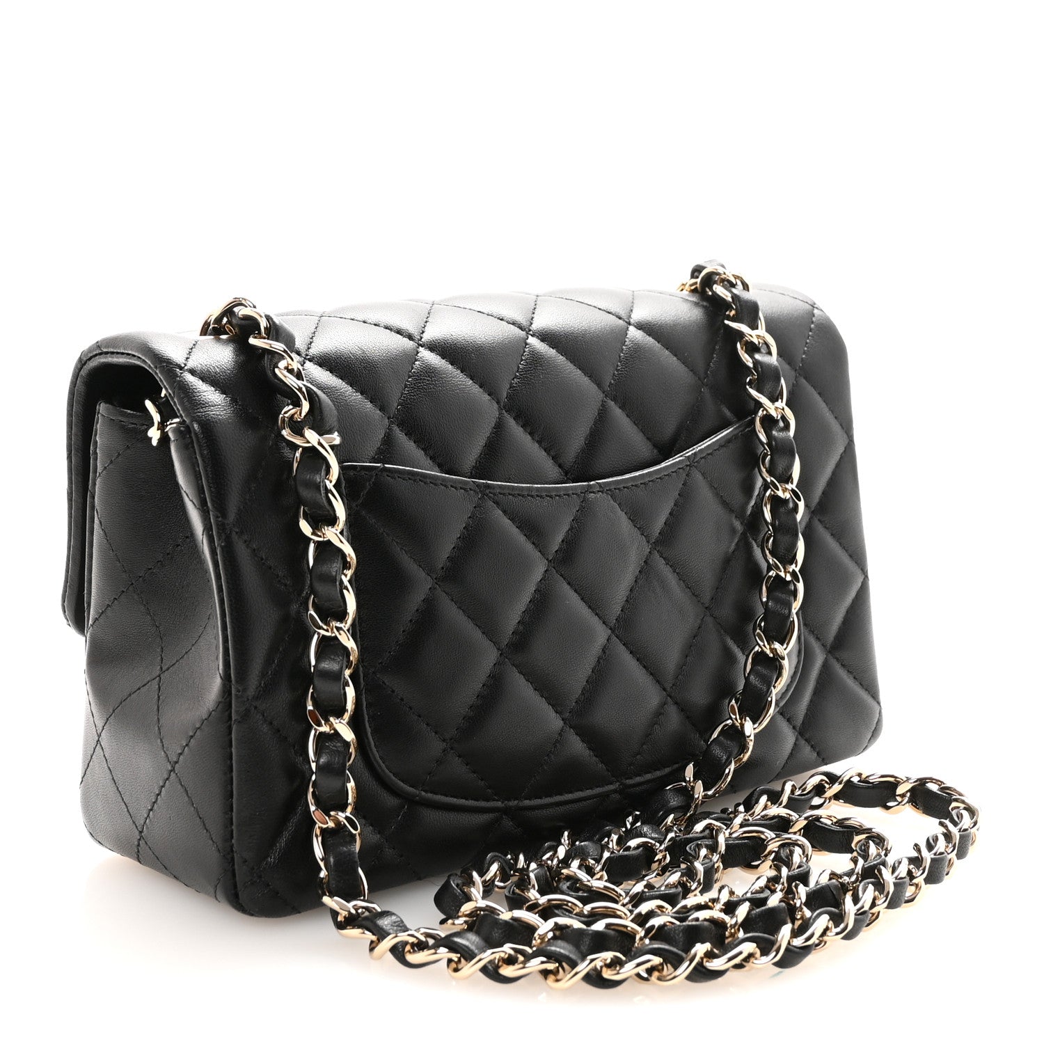Lambskin Quilted Mini Rectangular Flap Black