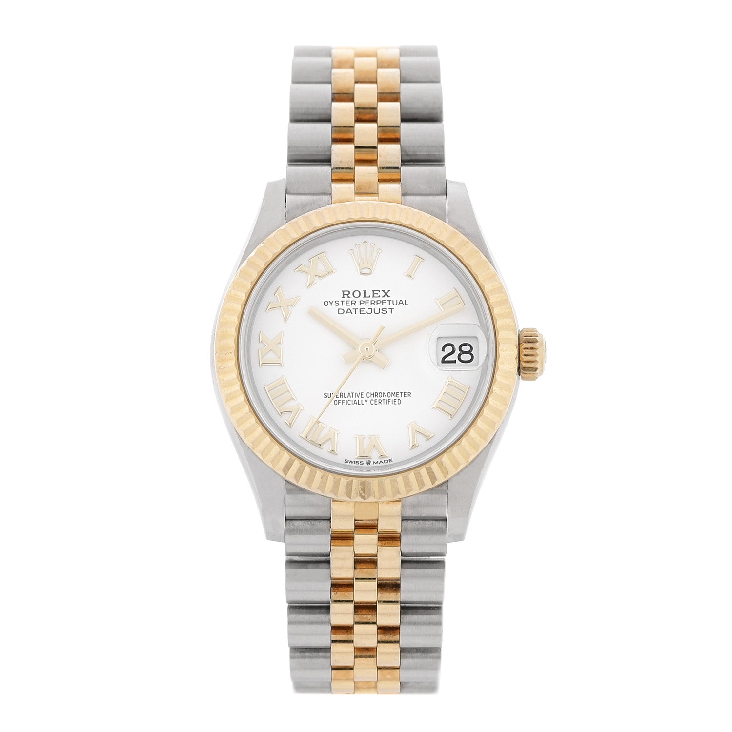 Stainless Steel 18K Yellow Gold 31mm Oyster Perpetual Datejust Watch White Roman 278273