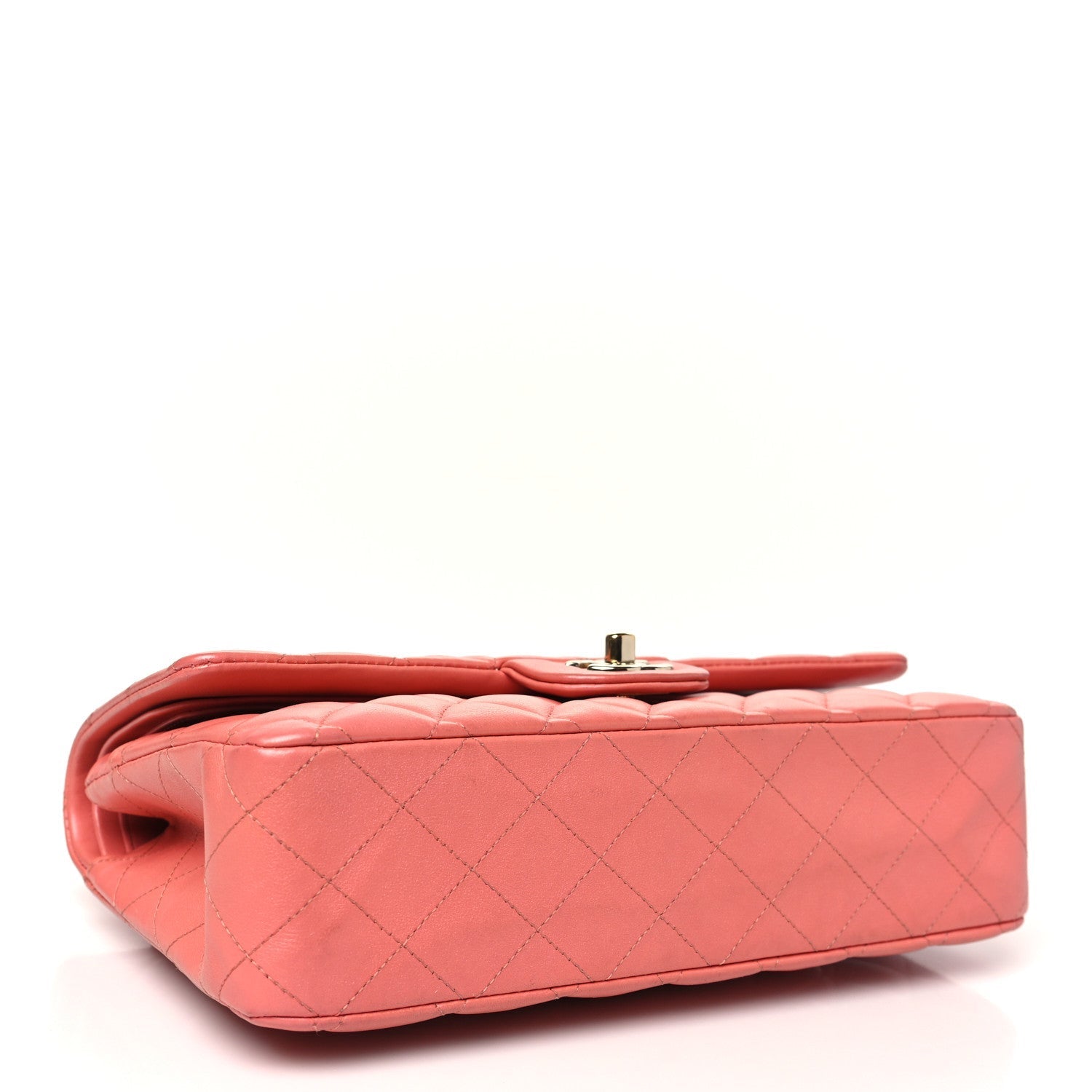 Iridescent Lambskin Quilted Medium Double Flap Pink