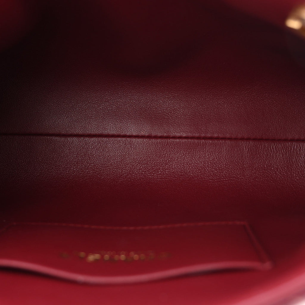 Lambskin Quilted Small Eyes On You Shopping Bag Dark Burgundy