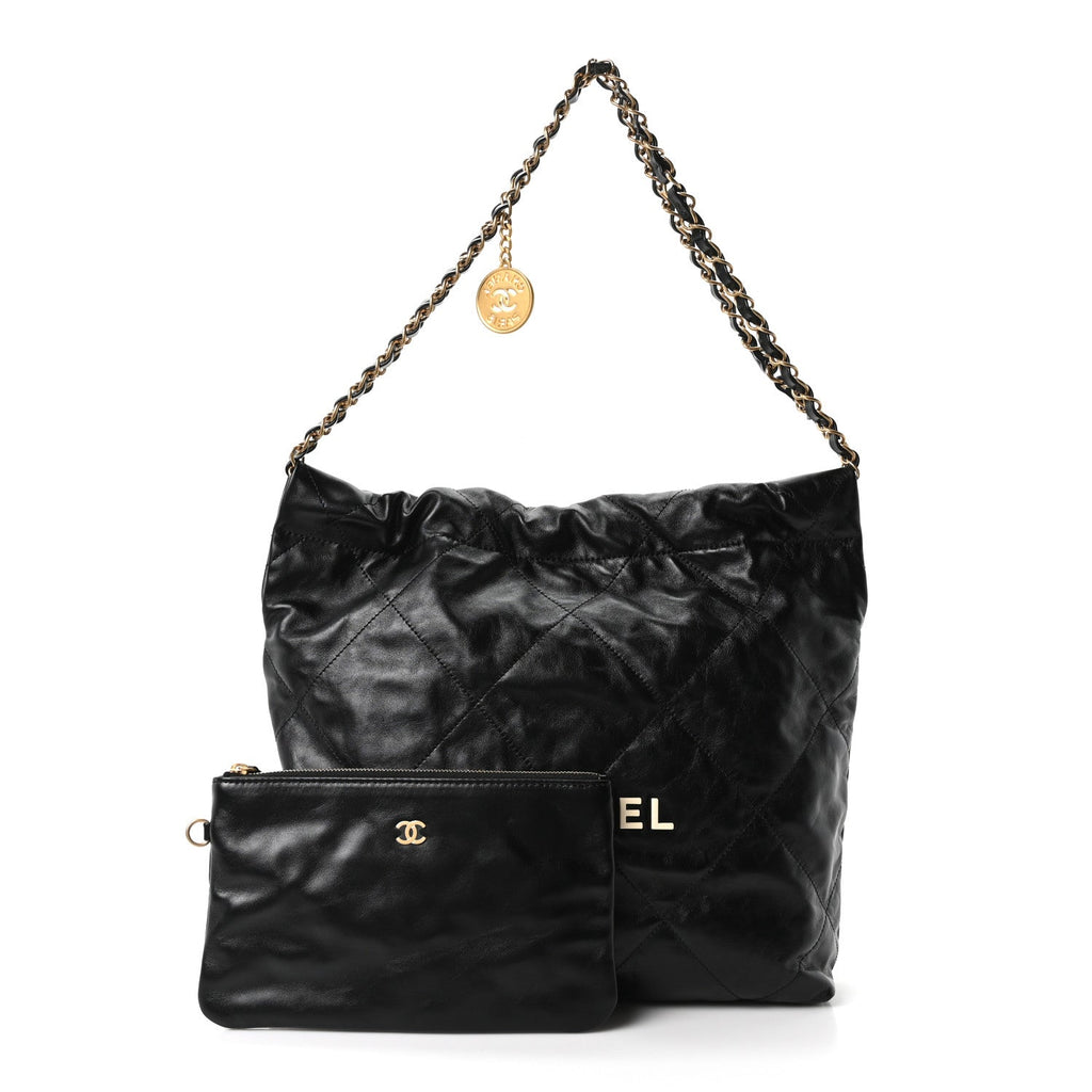 Calfskin Quilted Small Chanel 22 Black