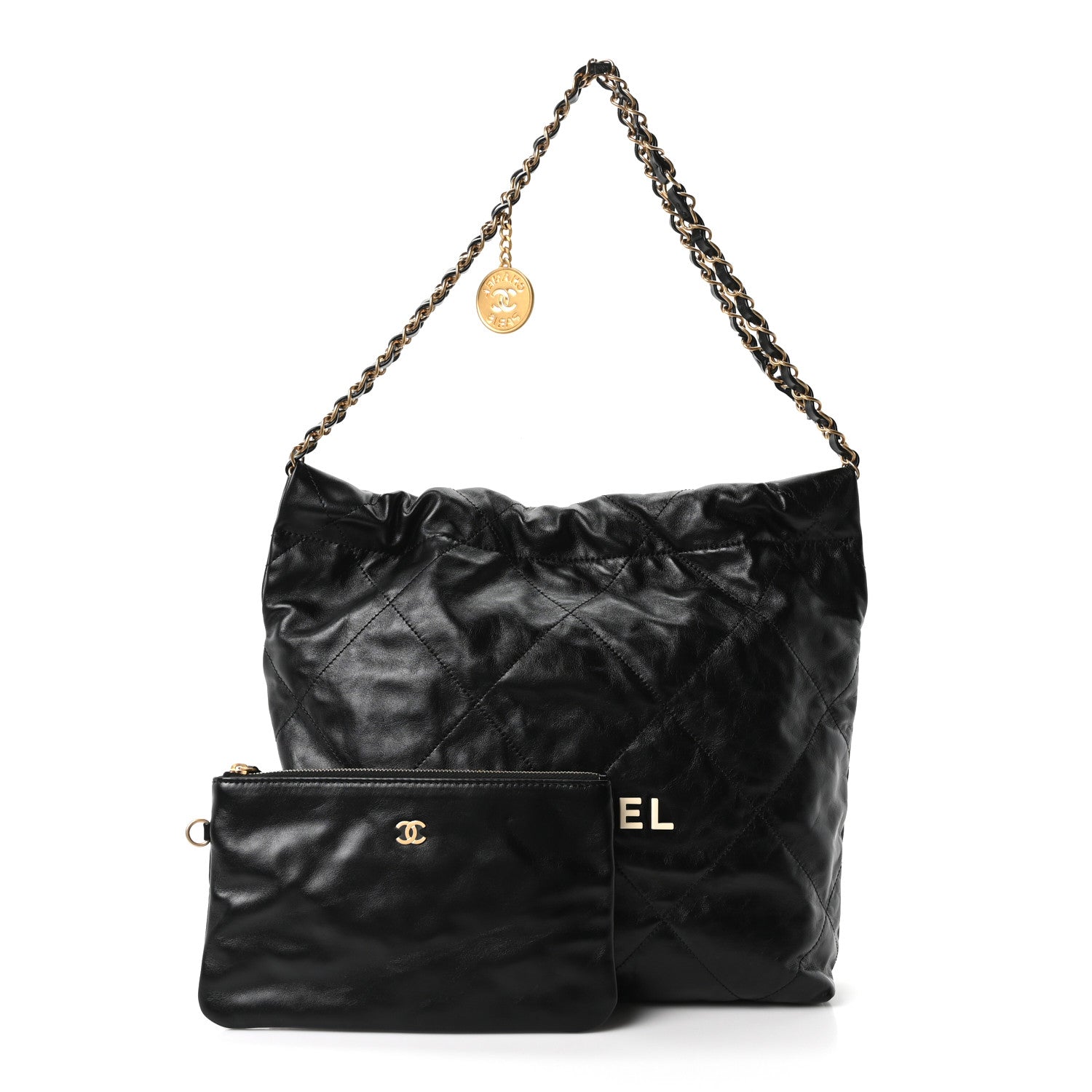 Calfskin Quilted Small Chanel 22 Black