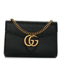 Calfskin GG Marmont Chain Wallet Black