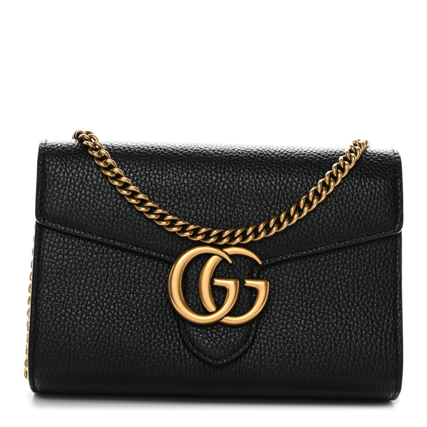 Calfskin GG Marmont Chain Wallet Black