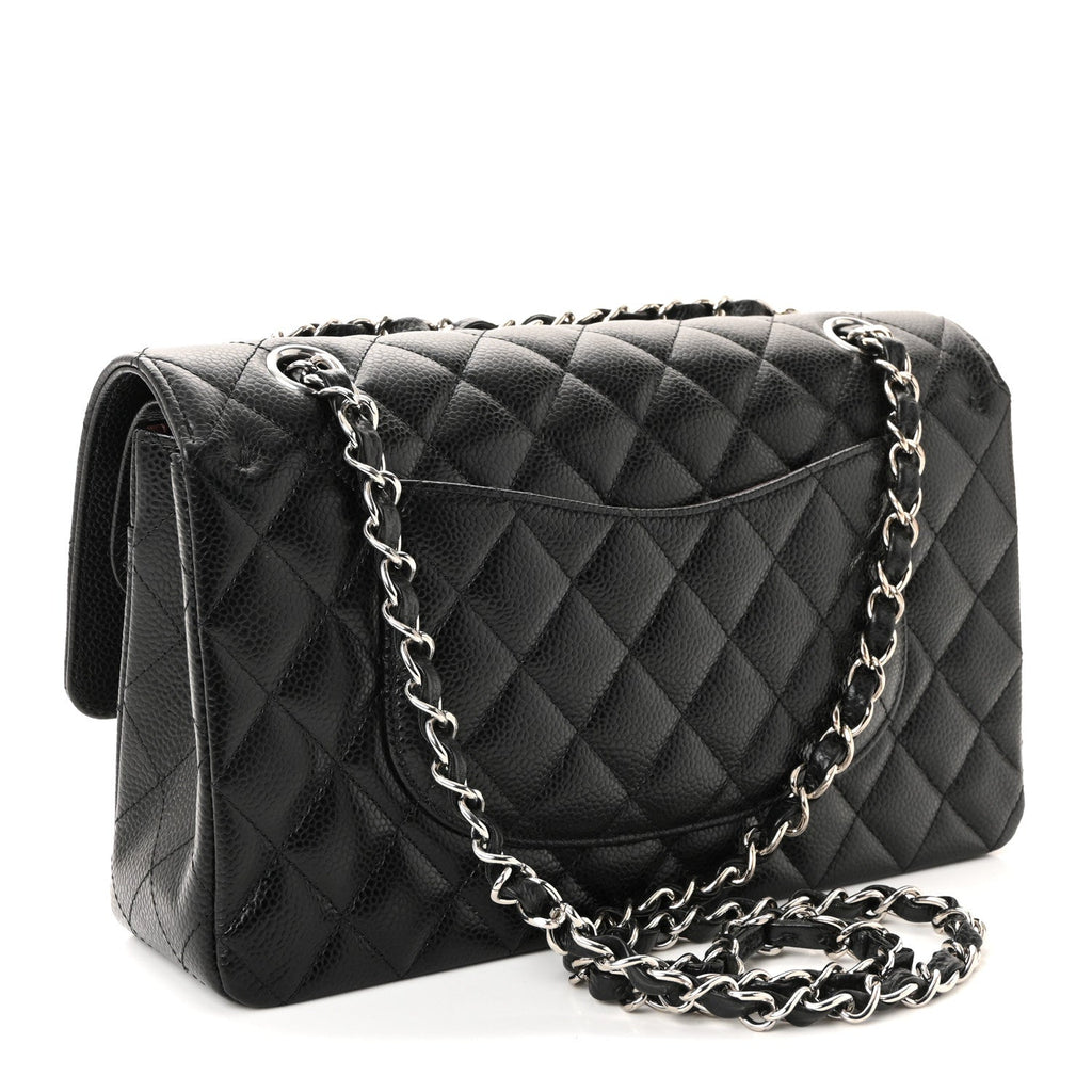 Caviar Quilted Medium Double Flap Black