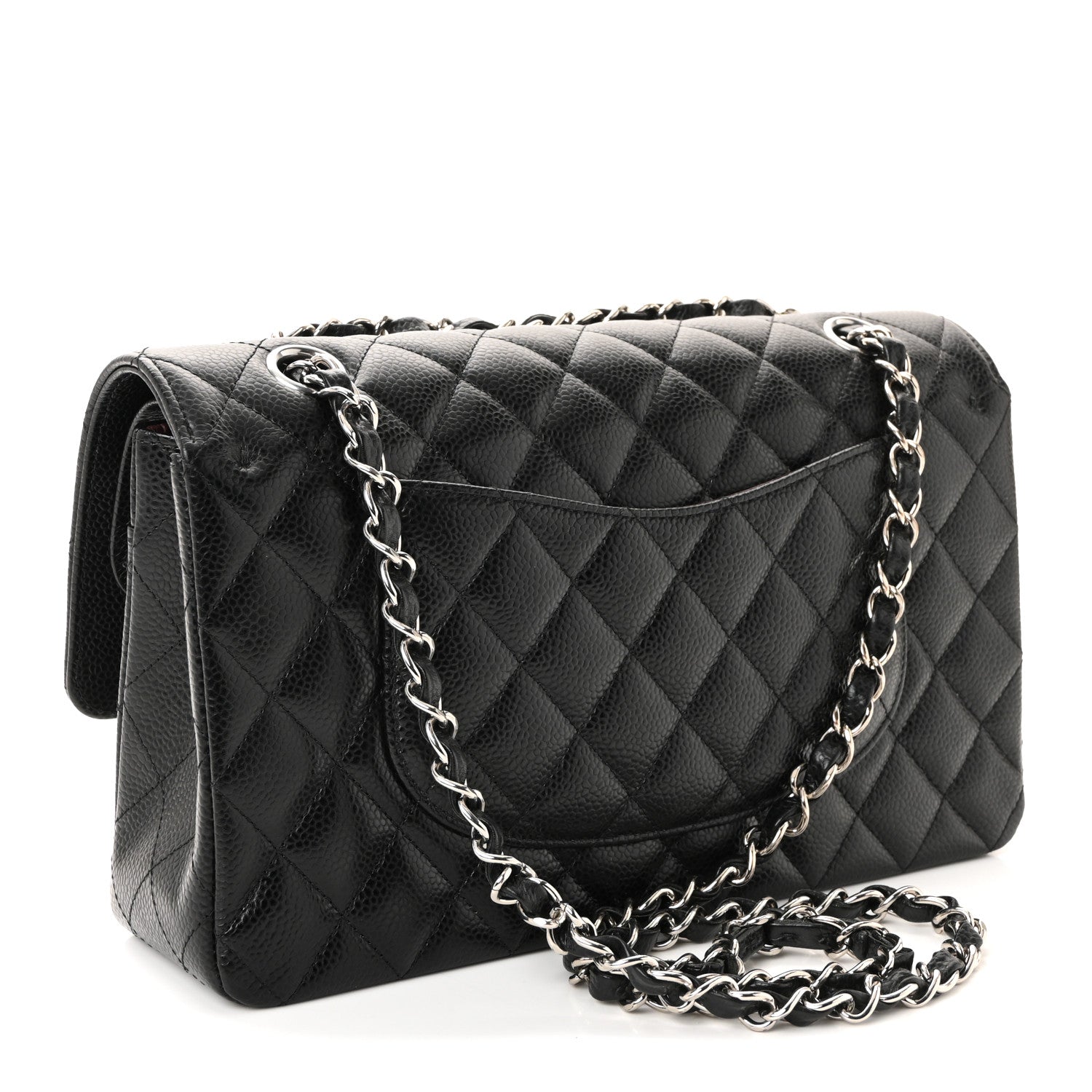 Caviar Quilted Medium Double Flap Black