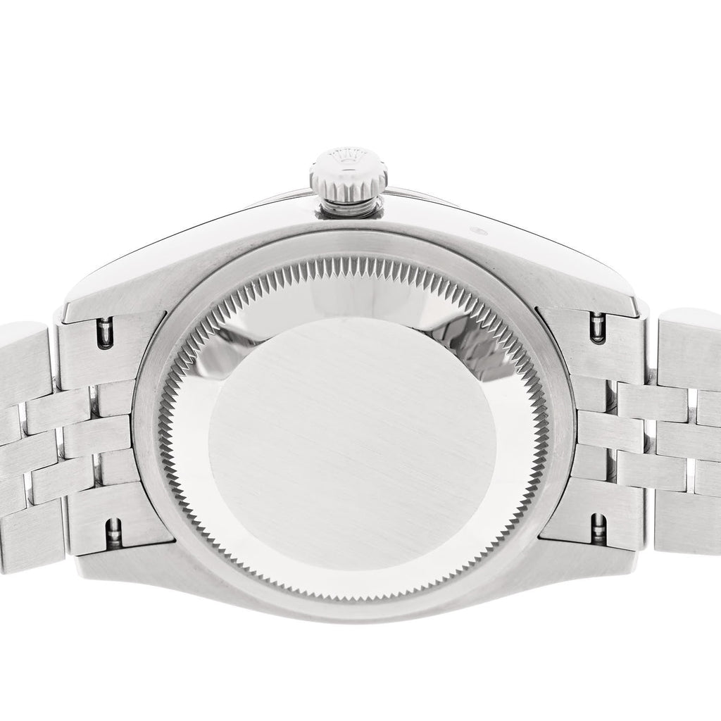 Stainless Steel 18K White Gold Diamond 36mm Oyster Perpetual Datejust Watch Black 126234