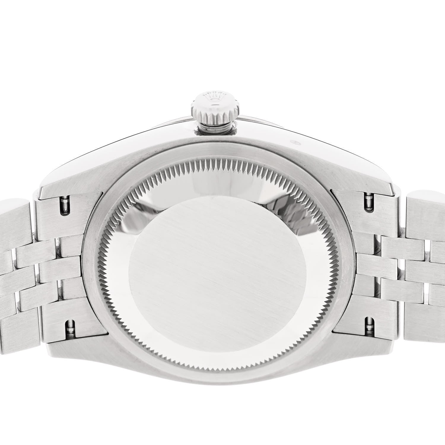 Stainless Steel 18K White Gold Diamond 36mm Oyster Perpetual Datejust Watch Black 126234