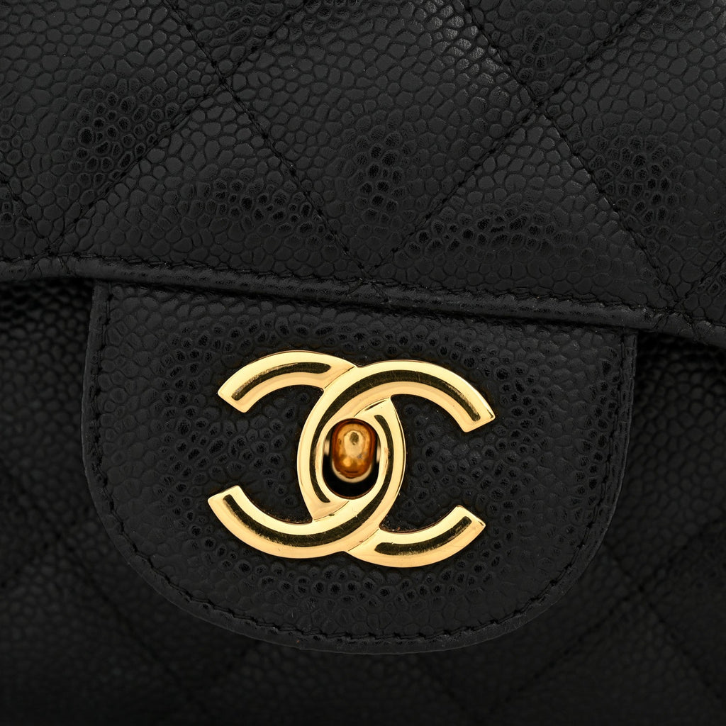 Caviar Quilted Jumbo Double Flap Black