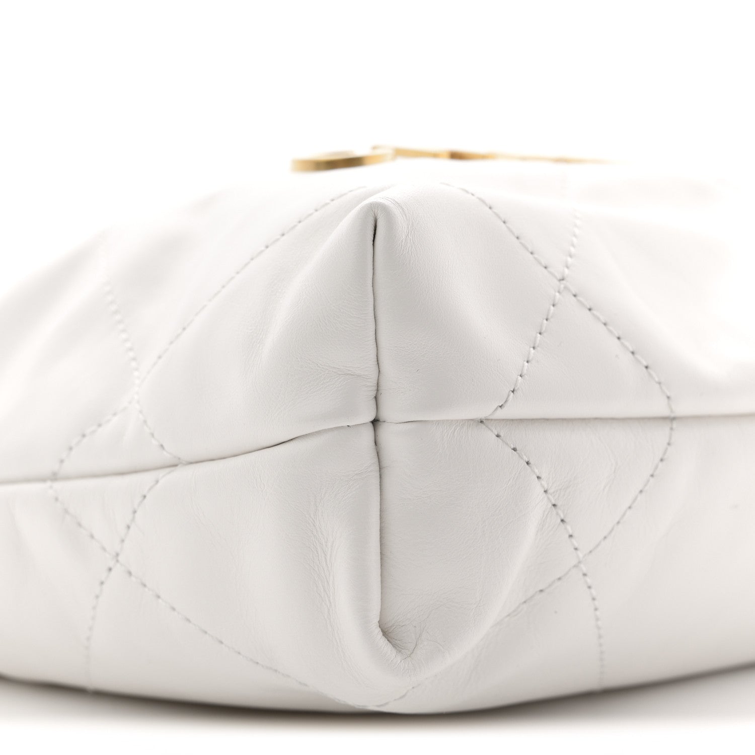 Shiny Calfskin Quilted Mini Chanel 22 White
