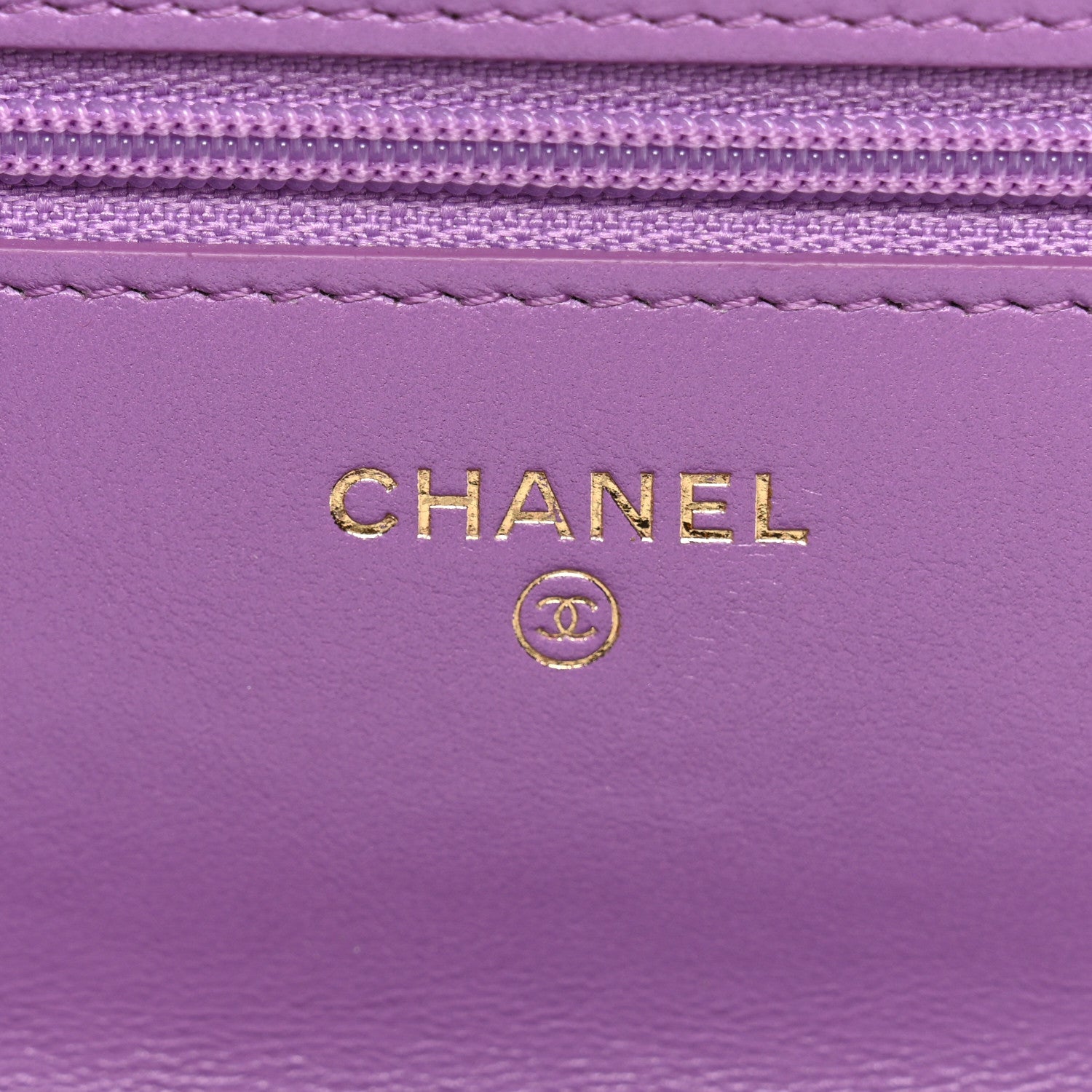 Lambskin Quilted Pick Me Up Wallet On Chain WOC Purple