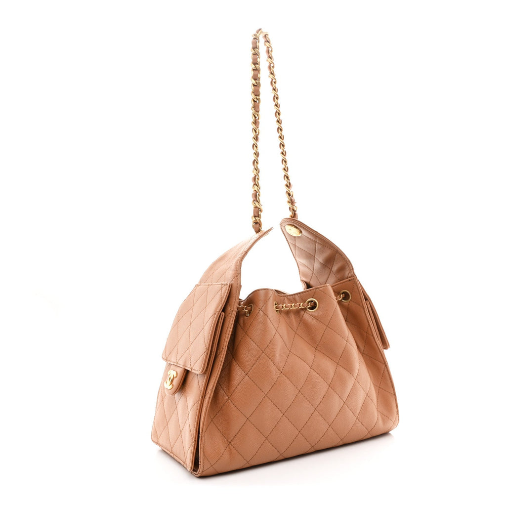 Caviar Quilted Small Chanel 25 Handbag Brown