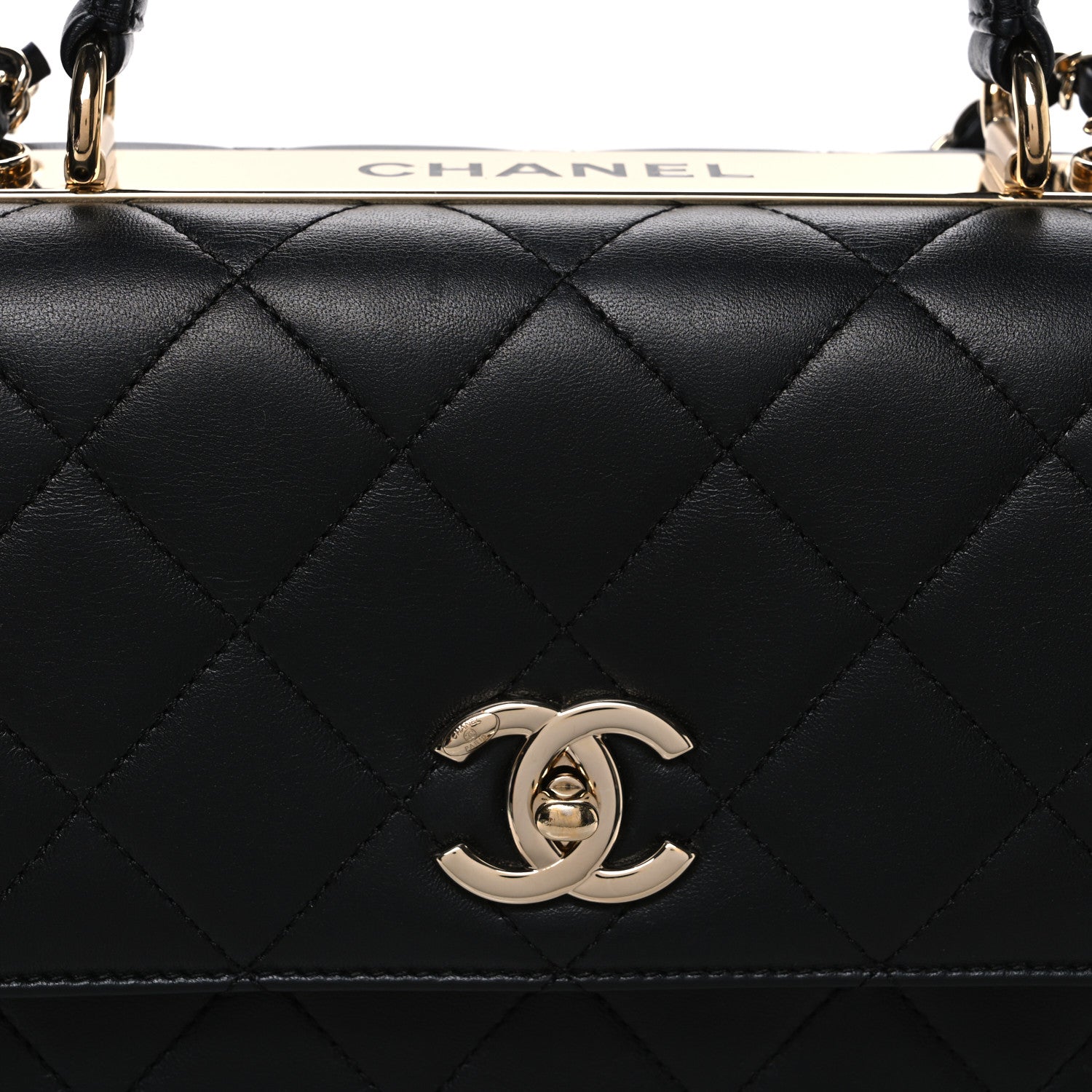 Lambskin Quilted Medium Trendy CC Flap Dual Handle Bag Black