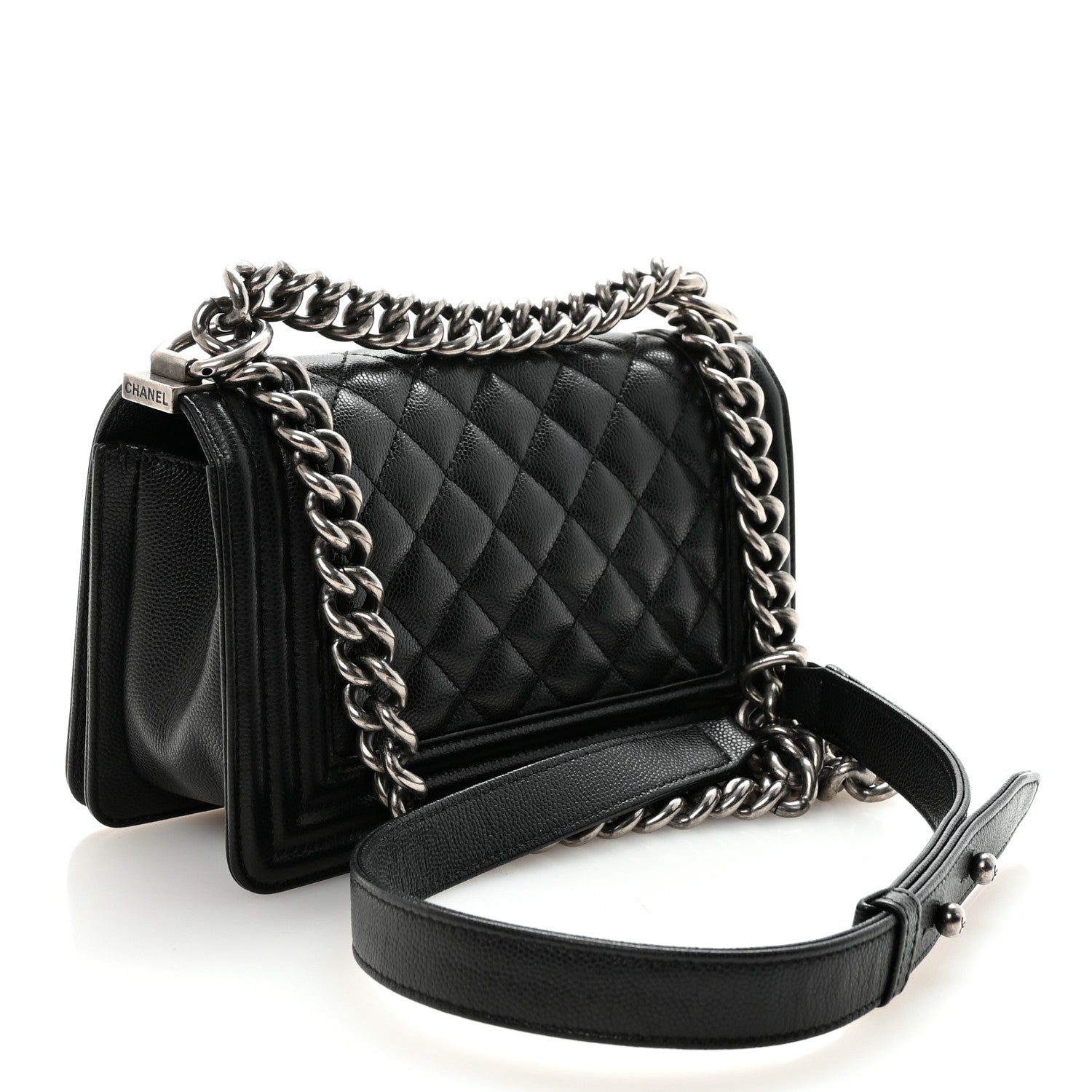Caviar Quilted Small Boy Flap Black