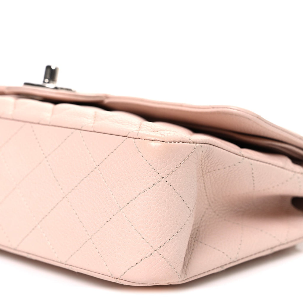 Caviar Quilted Medium Double Flap Light Pink