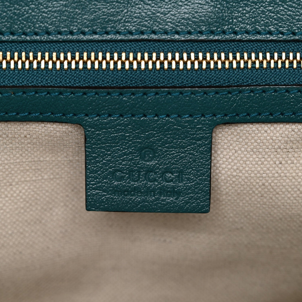 Azalea Calfskin Enamel Matelasse Diagonal Small Torchon GG Marmont Shoulder Bag Imperial Blue Pavone