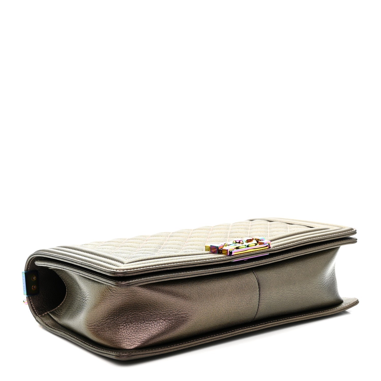 Iridescent Goatskin Quilted New Medium Boy Flap Bronze