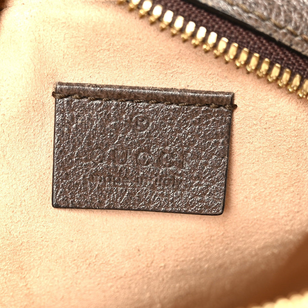 GG Supreme Monogram Web Mini Ophidia Round Shoulder Bag Brown