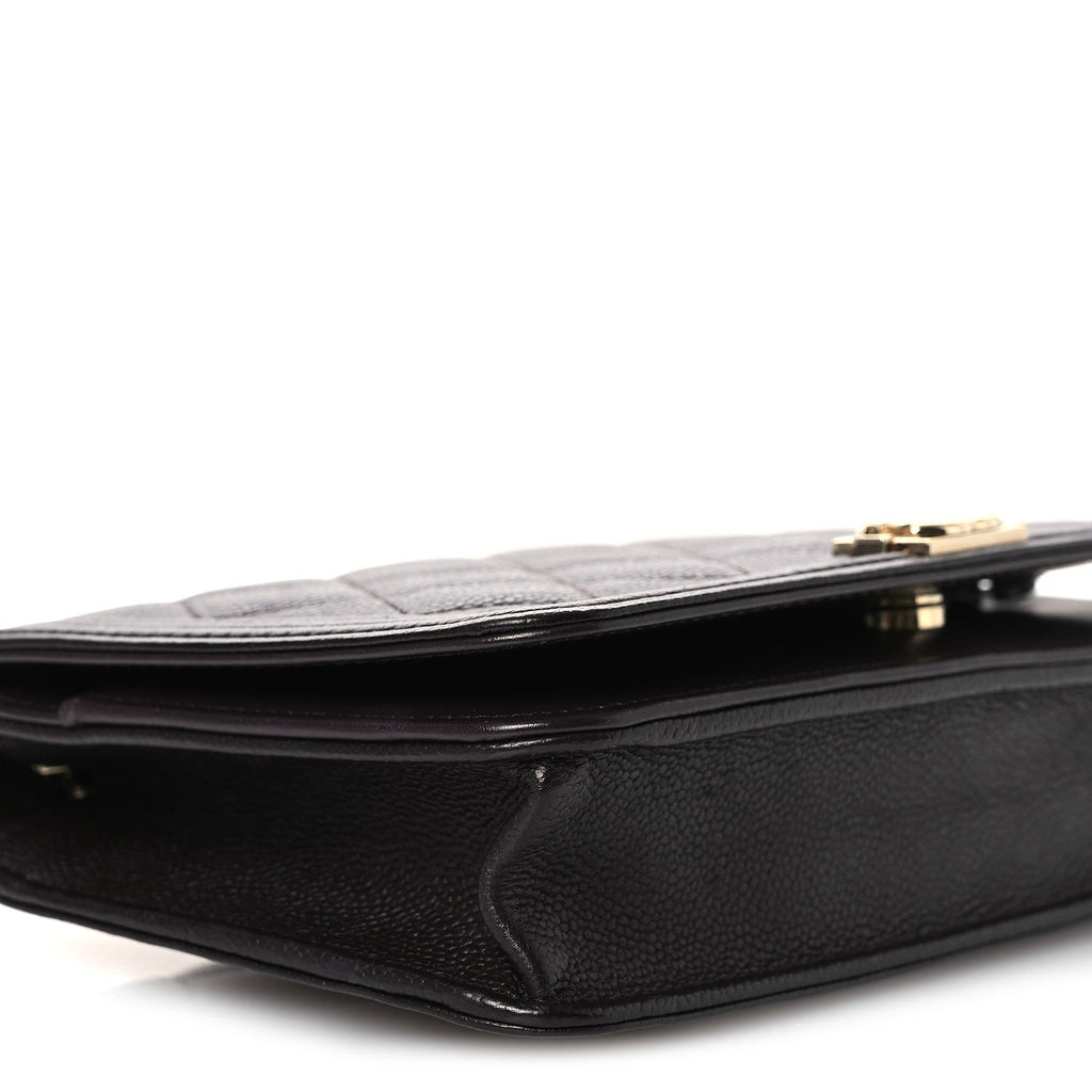 Caviar Quilted Boy Wallet On Chain WOC Dark Brown