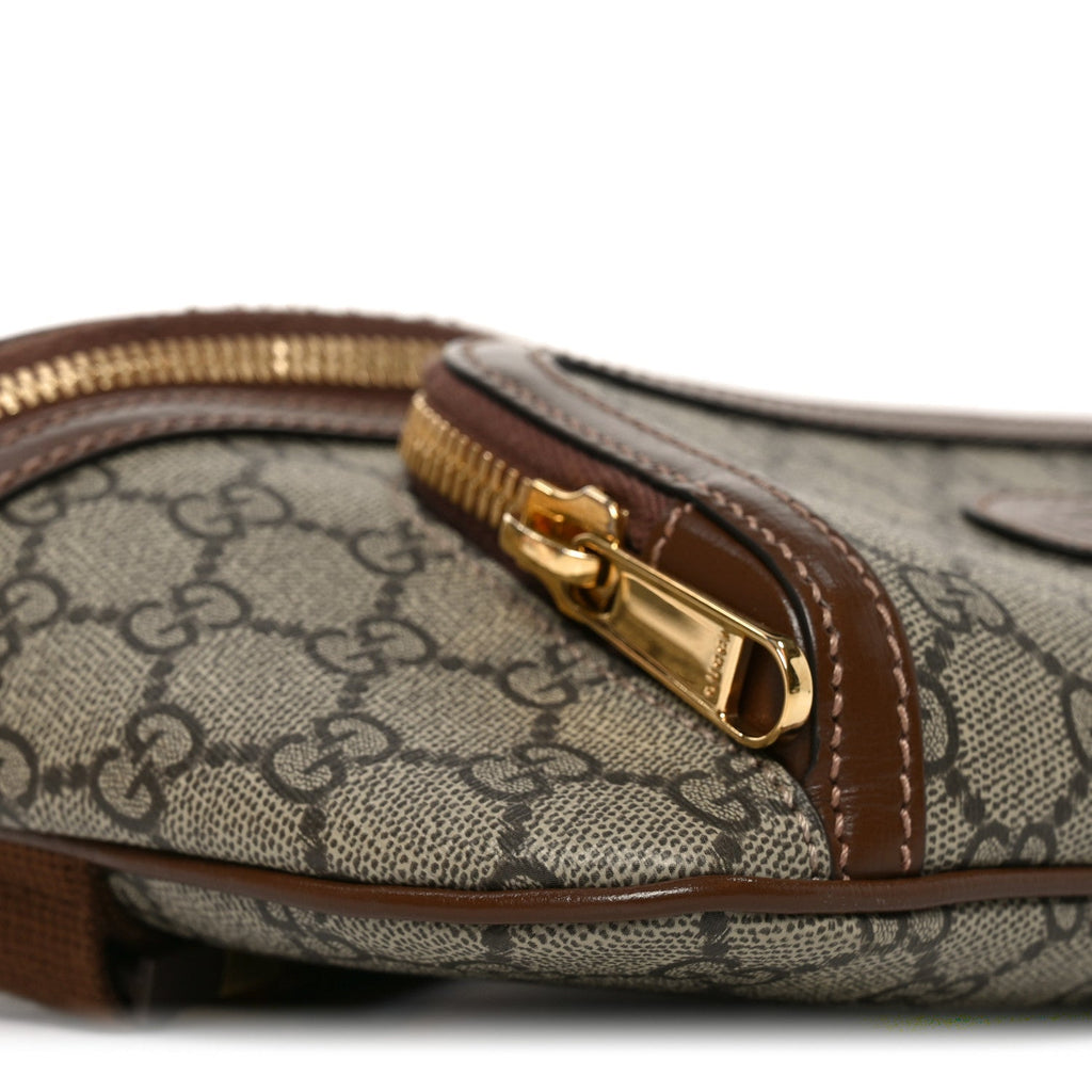 GG Supreme Monogram Textured Calfskin Retro Interlocking G Belt Bag Beige Ebony Brown Sugar