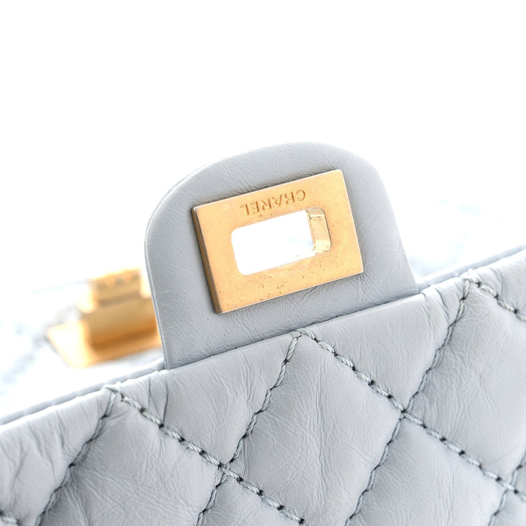 Aged Calfskin Quilted 2.55 Reissue Chain Waist Bag Light Blue