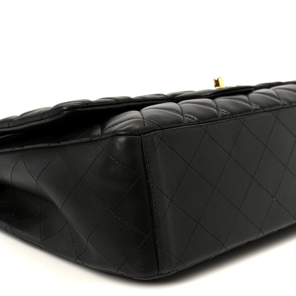 Lambskin Quilted Maxi Double Flap Black