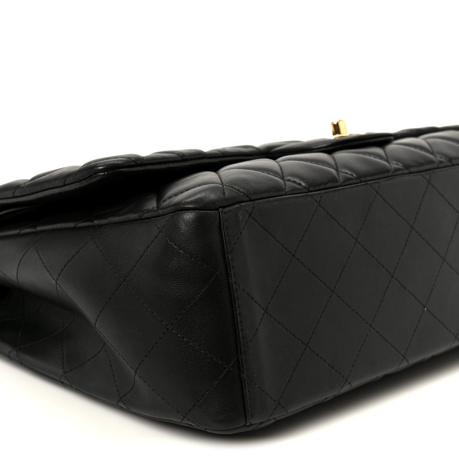 Lambskin Quilted Maxi Double Flap Black