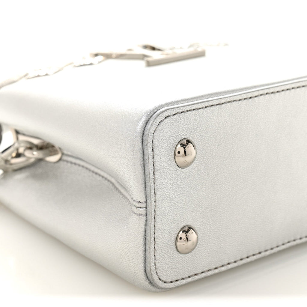 Lambskin Strass Mini Capucines  Silver