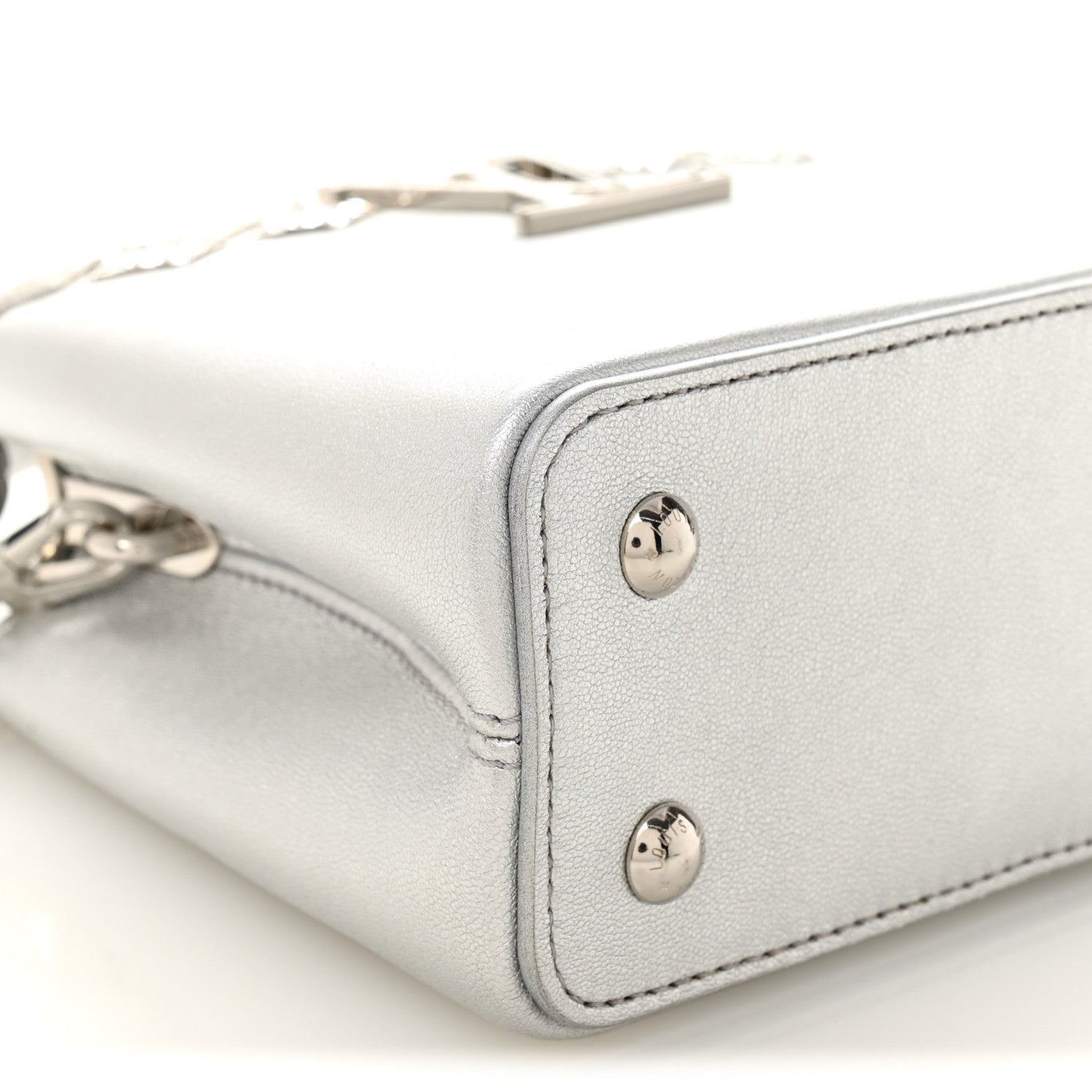 Lambskin Strass Mini Capucines  Silver